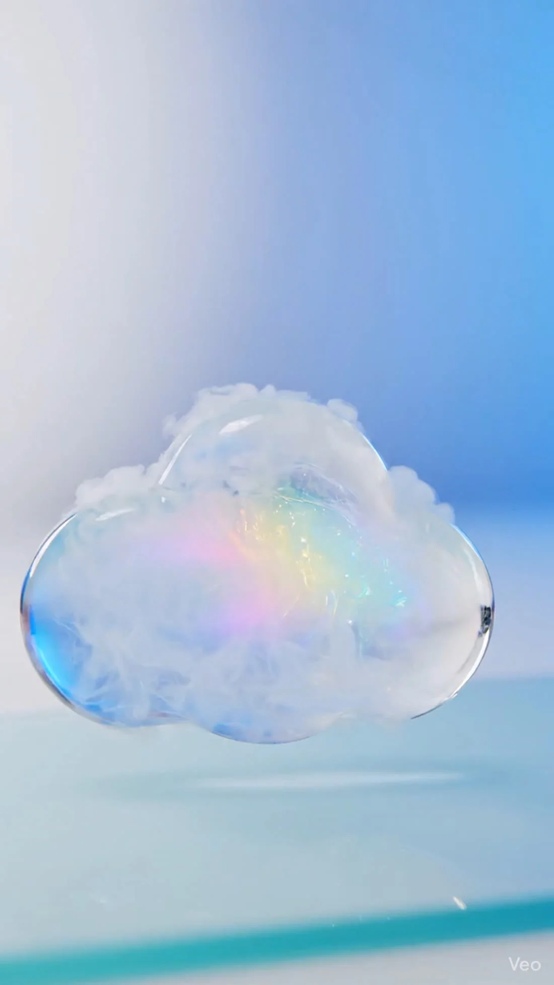 An iridescent cloud rendered against a blue sky